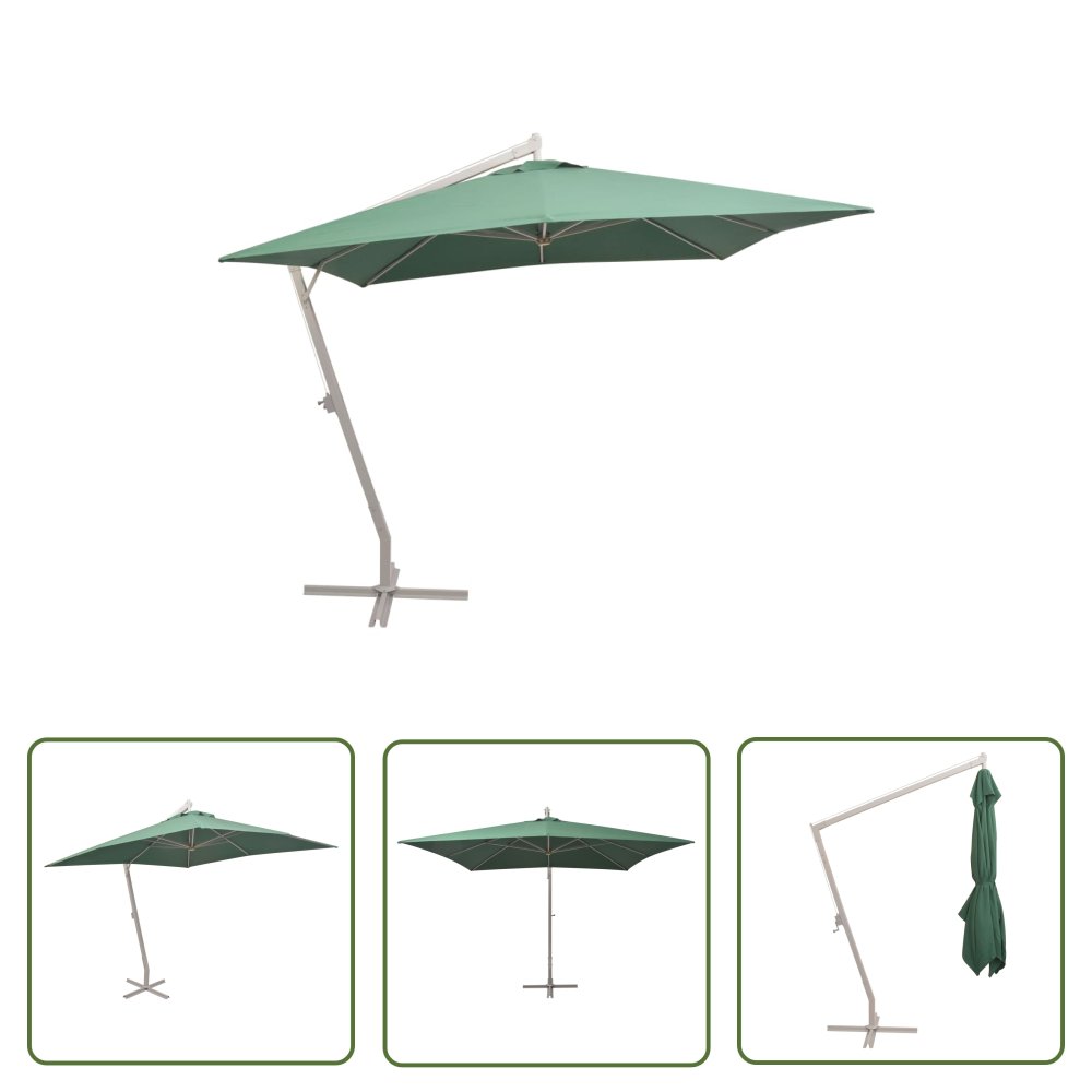 The Living Store Parasol ogrodowy - wiszący - 300 x 300 cm - aluminiowy - zielony - Parasol Wiszący