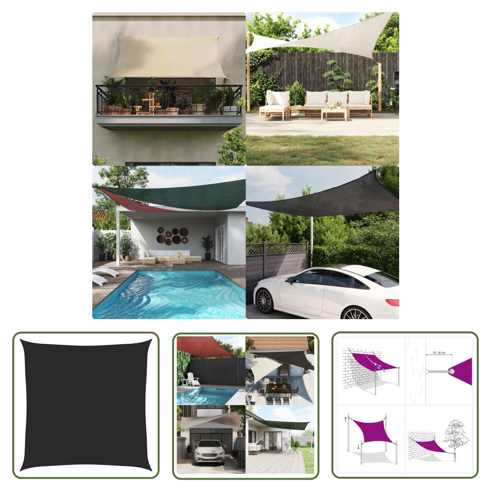 The Living Store Żagiel przeciwsłoneczny - 160 g/m² - czarny - 4 -5x4 -5 m - HDPE - Żagiel Ogrodowy