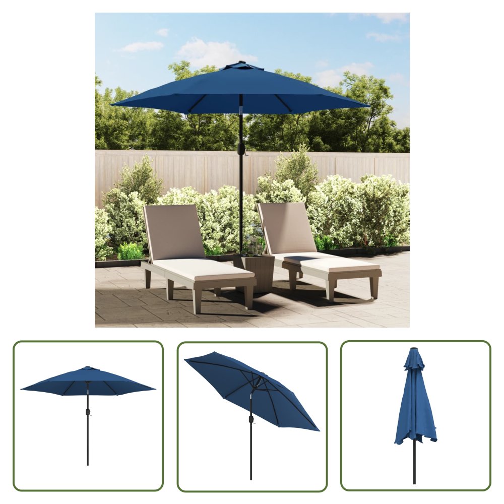 The Living Store Parasol ogrodowy na metalowym słupku - 300 cm - lazurowy - Parasol