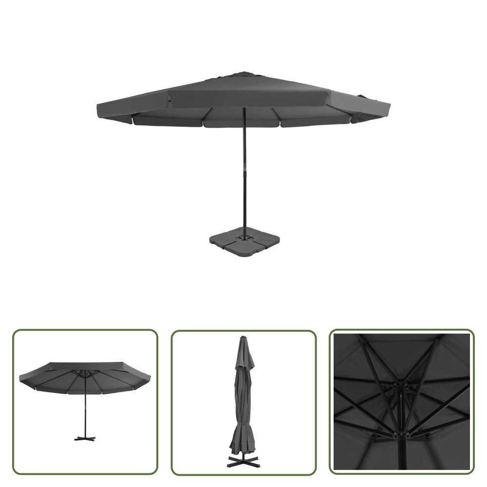 The Living Store Parasol ogrodowy z przenośną podstawą - antracytowy - Parasol Ogrodowy