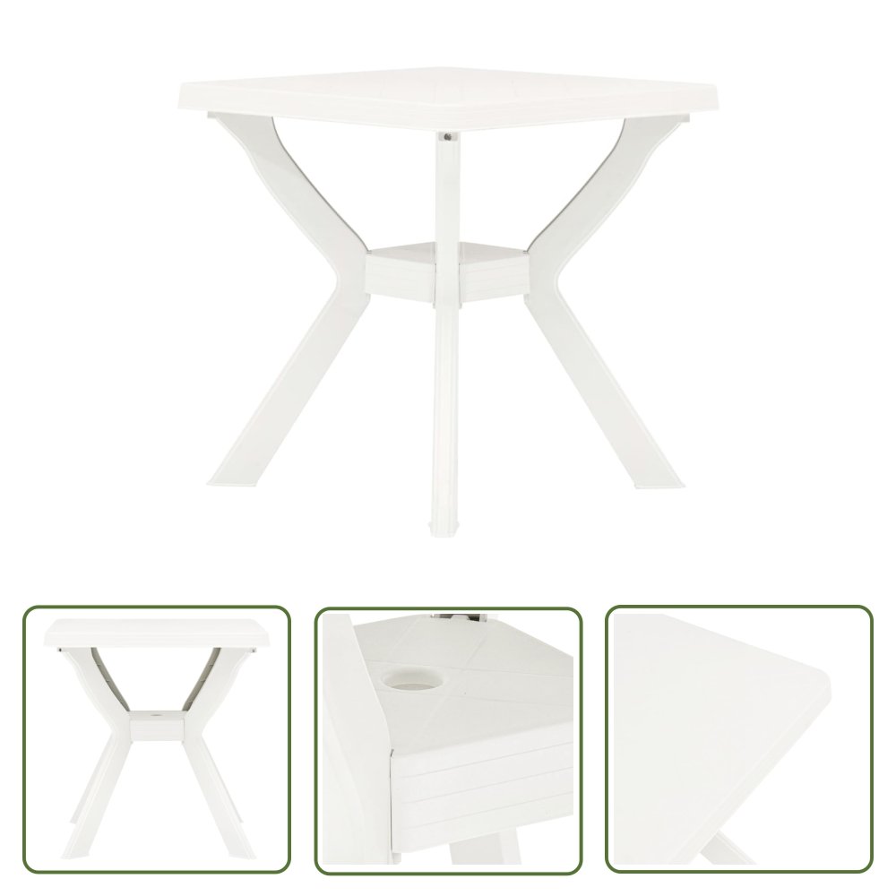 The Living Store Stolik bistro - biały - 70x70x72 cm - plastikowy - Stół Ogrodowy