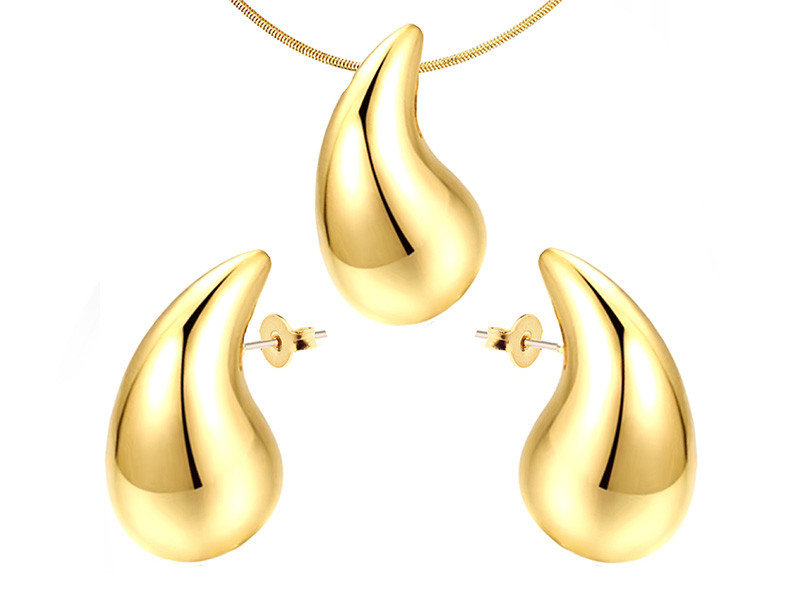 Elegancki modny komplet biżuterii błyszczące krople łezki na prezent