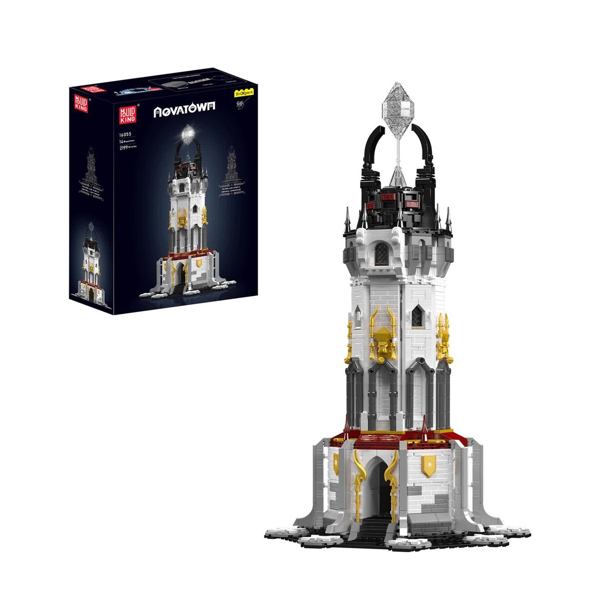 Średniowieczna latarnia morska, wieża gotycka LED - Klocki konstrukcyjne MOULD KING 2199el. TECHNIC