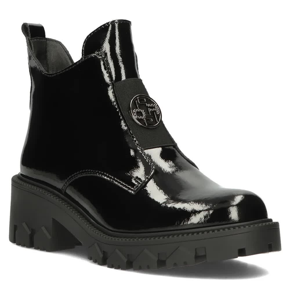 Buty zimowe botki damskie workery ocieplane skórzane czarne DBT4777/23-37
