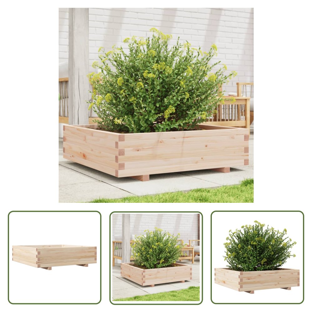 The Living Store Donica ogrodowa - 90x90x26 -5 cm - lite drewno sosnowe - Donica Ogrodowa