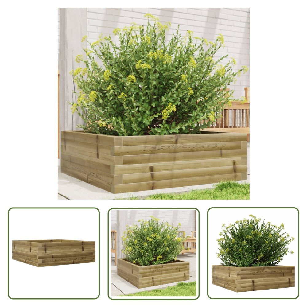 The Living Store Donica ogrodowa - 70x70x23 cm - impregnowane drewno sosnowe - Donica Ogrodowa