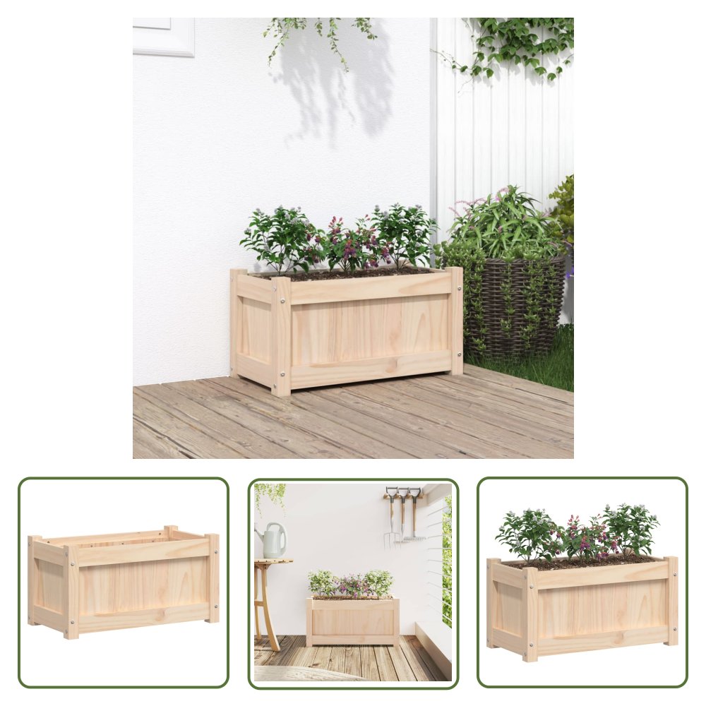 The Living Store Donica ogrodowa - 60x31x31 cm - lite drewno sosnowe - Donica