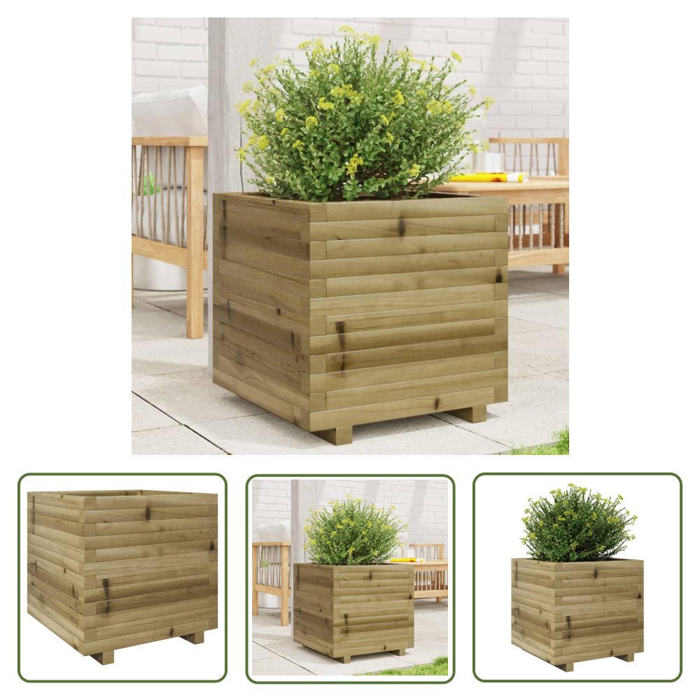 The Living Store Donica ogrodowa - 50x50x49 -5 cm - impregnowane drewno sosnowe - Donica Ogrodowa