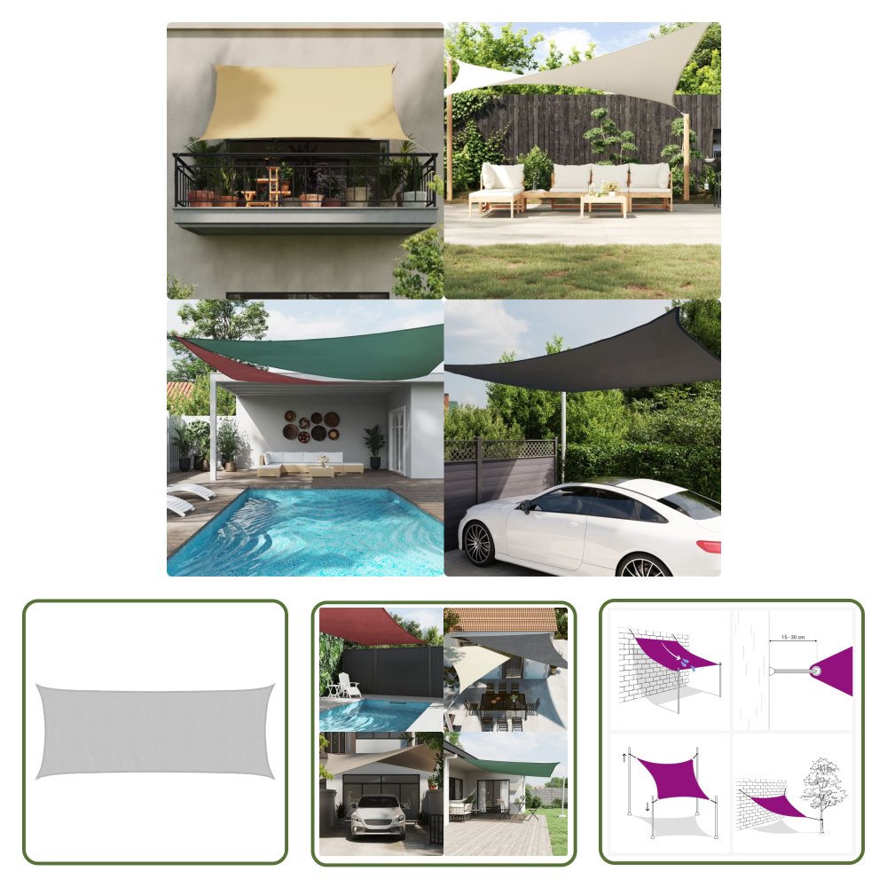 The Living Store Żagiel przeciwsłoneczny - jasnoszary - 4 -5x2 m - 100% poliester - Żagiel Przeciwsłoneczny