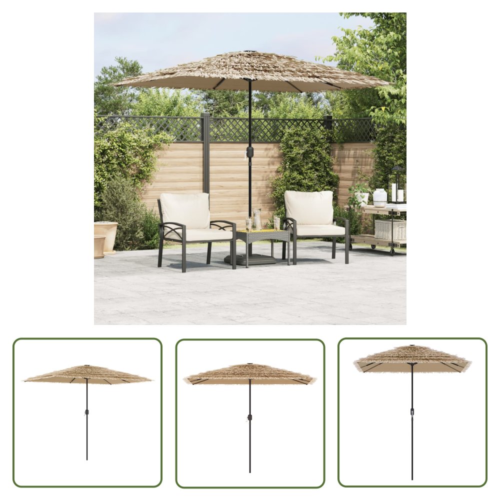 The Living Store Parasol ogrodowy na stalowym słupku - brązowy - 300x200x250 cm - Parasol Ogrodowy