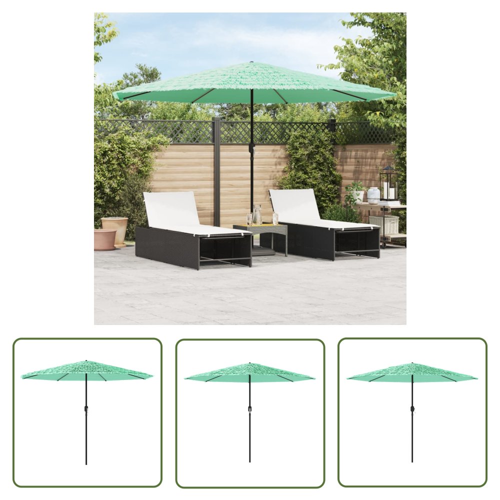 The Living Store Parasol ogrodowy na stalowym słupku - zielony - 388x388x248 cm - Parasol Ogrodowy