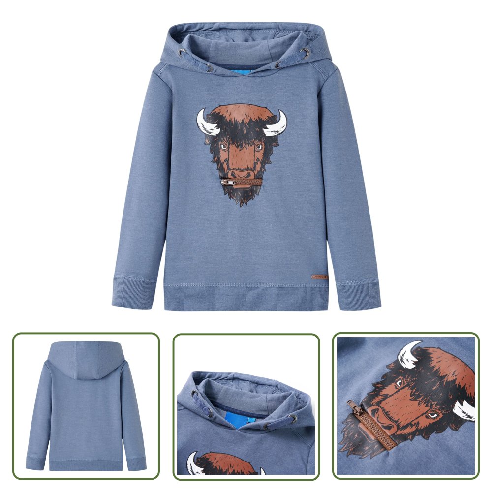Bluza dziecięca z kapturem - niebieski melanż - 92 - Bluza Dziewczęca