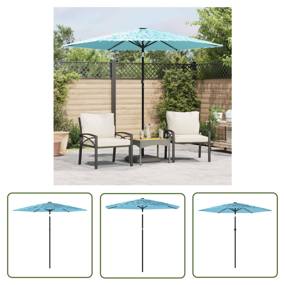 The Living Store Parasol ogrodowy na stalowym słupku - niebieski - 268x268x226 cm - Parasol Ogrodowy