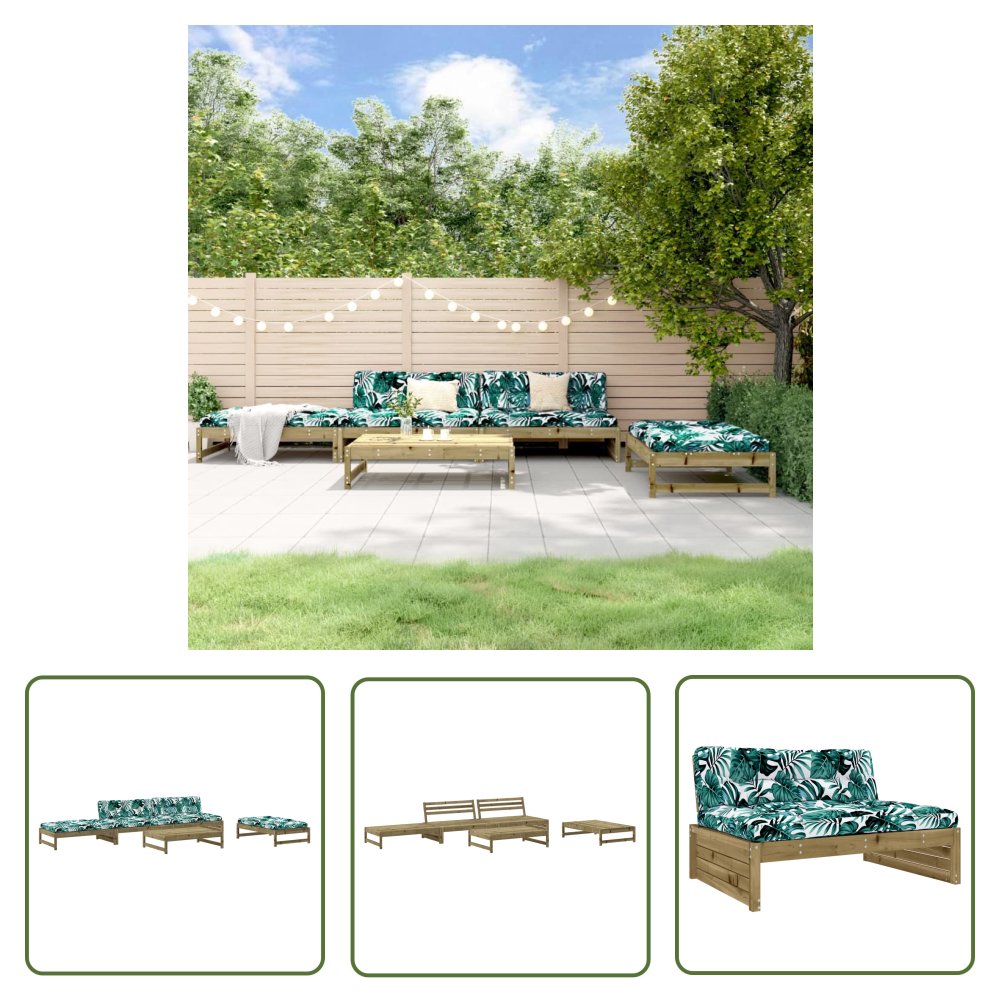 The Living Store 5-cz. zestaw mebli do ogrodu - z poduszkami - impregnowana sosna - Meble Ogrodowe