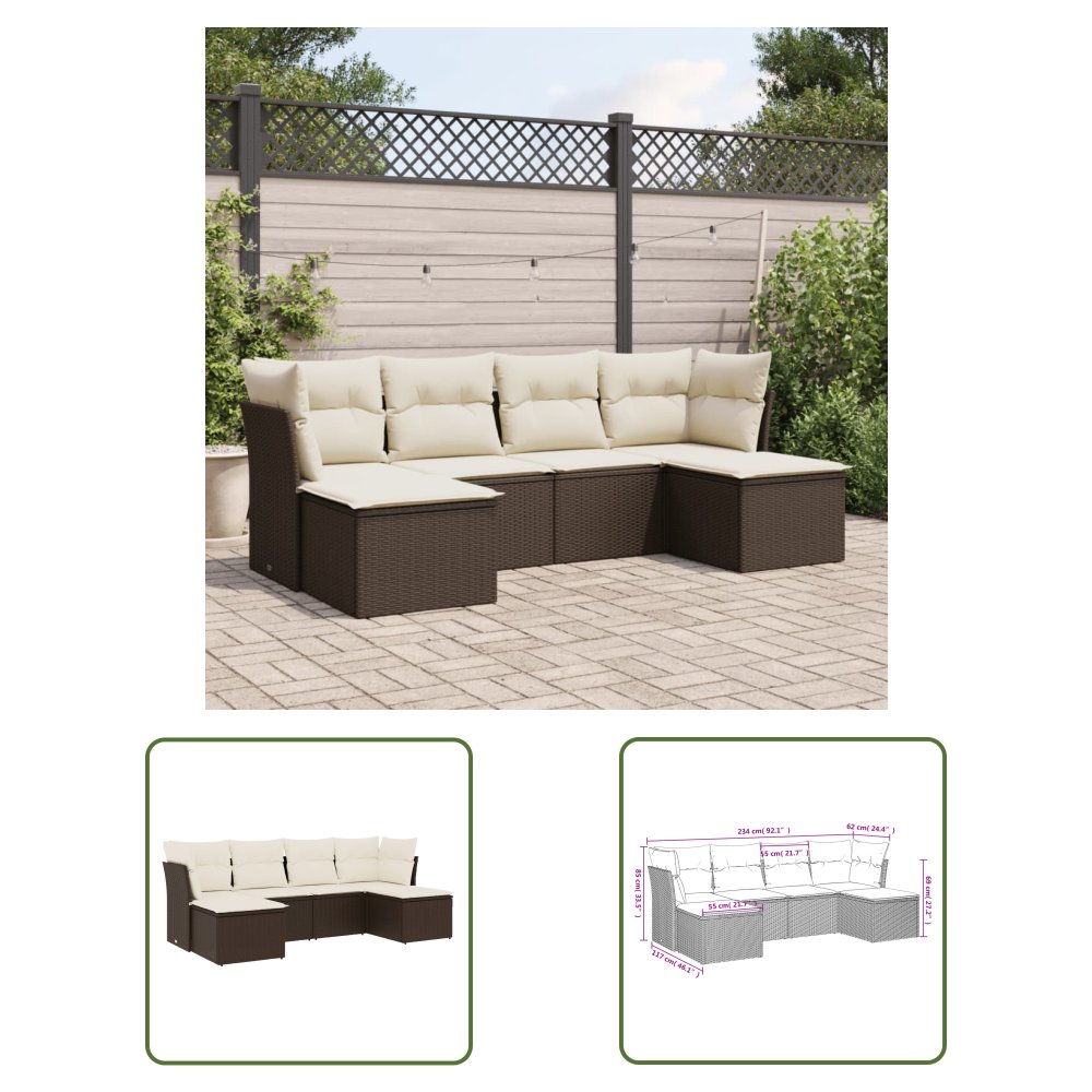 The Living Store 6-cz. zestaw wypoczynkowy do ogrodu - z poduszkami - brązowy - Sofa Ogrodowa