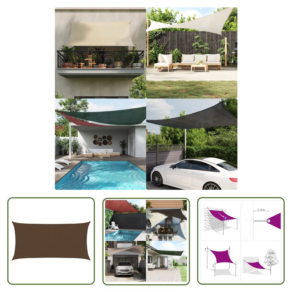 The Living Store Żagiel przeciwsłoneczny - 160 g/m² - brązowy - 4x7 m - HDPE - Żagiel Ogrodowy