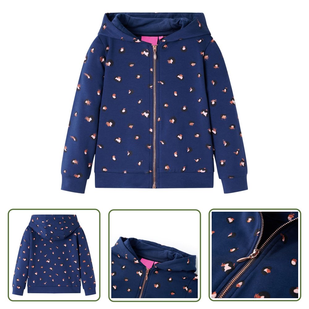 Bluza dziecięca z kapturem - granatowa - 140 - Bluza Dziewczęca