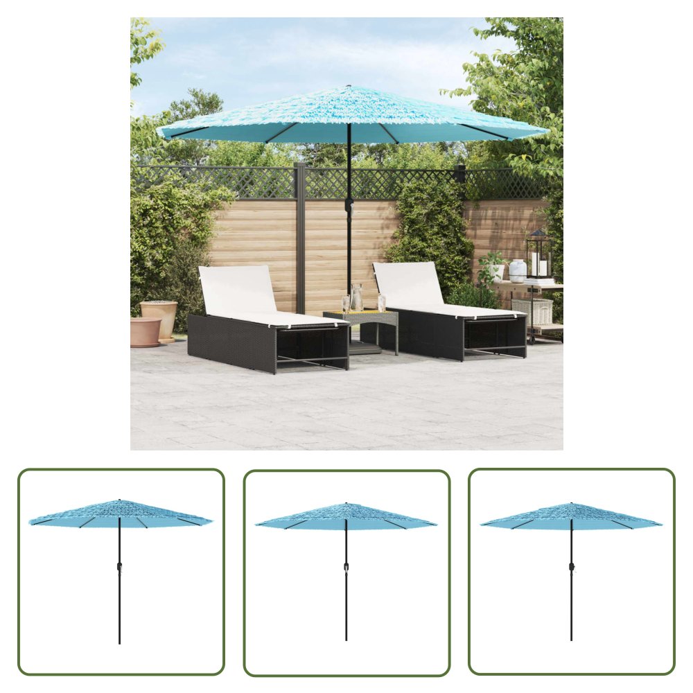 The Living Store Parasol ogrodowy na stalowym słupku - niebieski - 388x388x248 cm - Parasol Ogrodowy