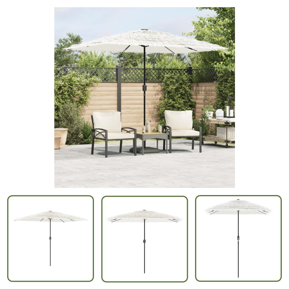 The Living Store Parasol ogrodowy na stalowym słupku - biały - 300x200x250 cm - Parasol Ogrodowy