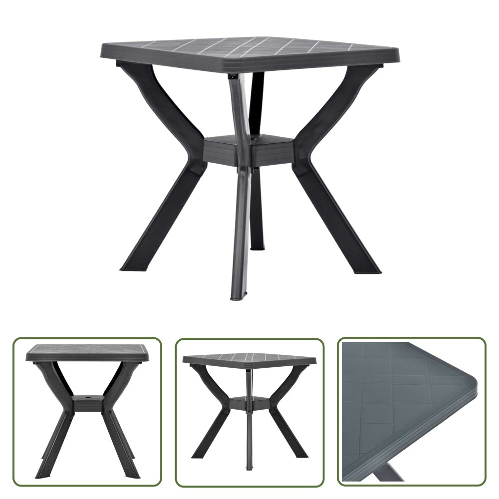 The Living Store Stolik bistro - antracytowy - 70x70x72 cm - plastikowy - Stół Ogrodowy