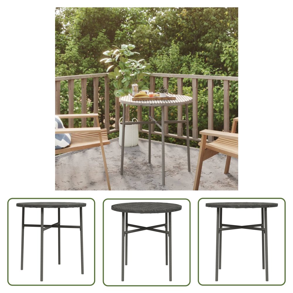 The Living Store Stolik herbaciany - szary - 45 cm - polirattan - Stolik Herbaciany