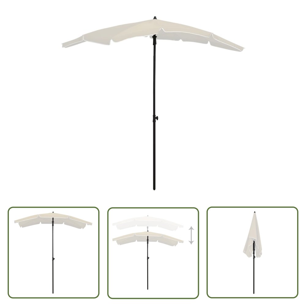The Living Store Parasol ogrodowy na słupku - 200x130 cm - piaskowy - Parasol Ogrodowy
