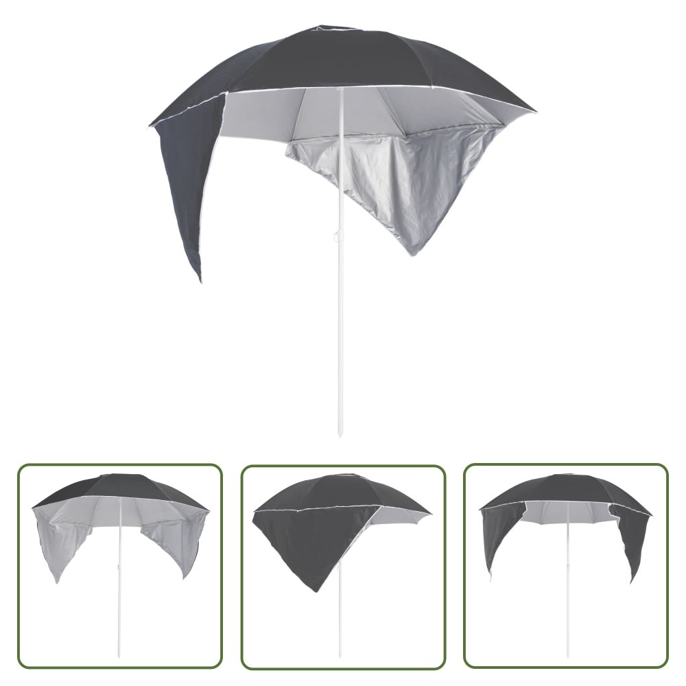 The Living Store Parasol plażowy ze ściankami bocznymi - antracytowy - 215 cm - Parasol Ogrodowy