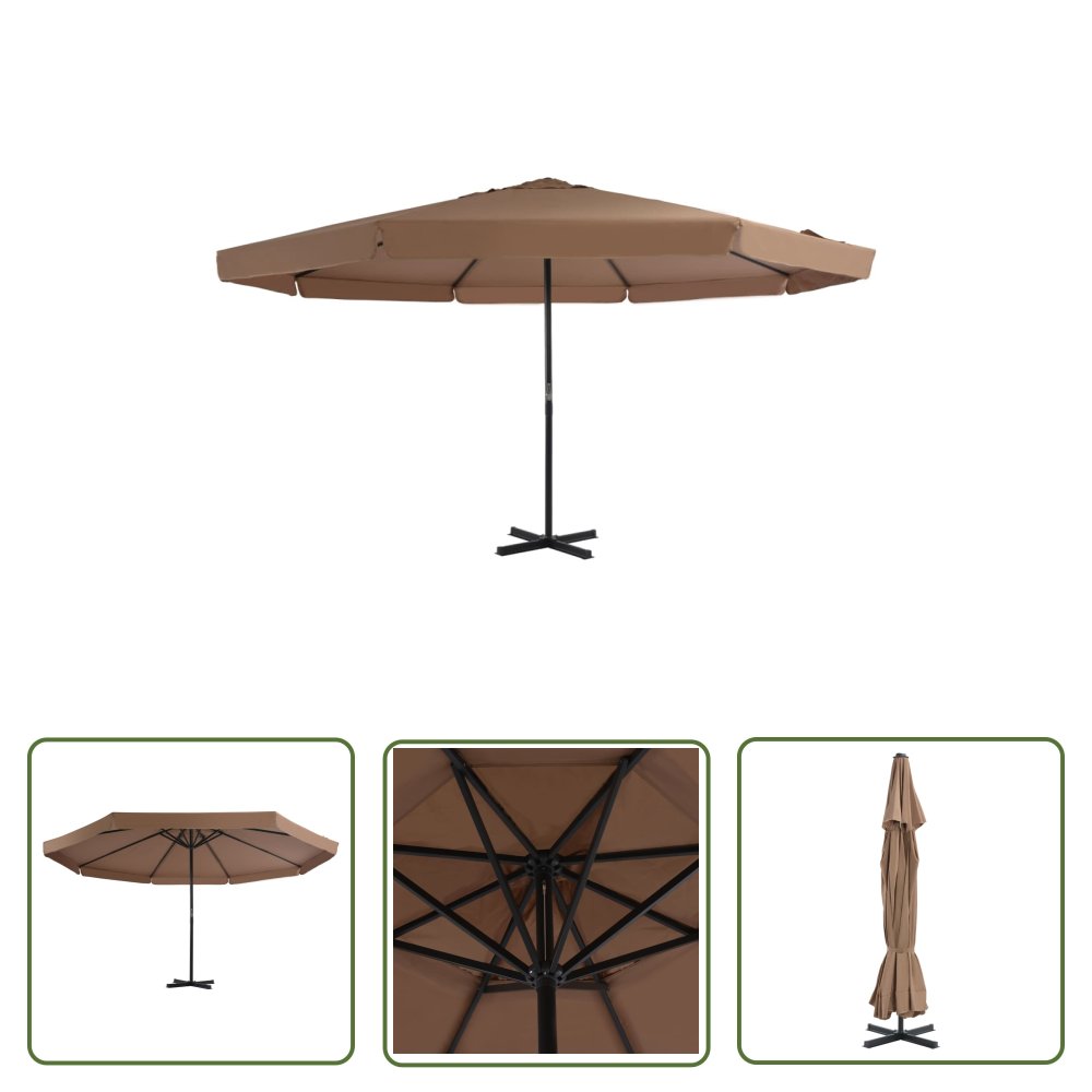 The Living Store Parasol ogrodowy na słupku aluminiowym - 500 cm - taupe - Parasol