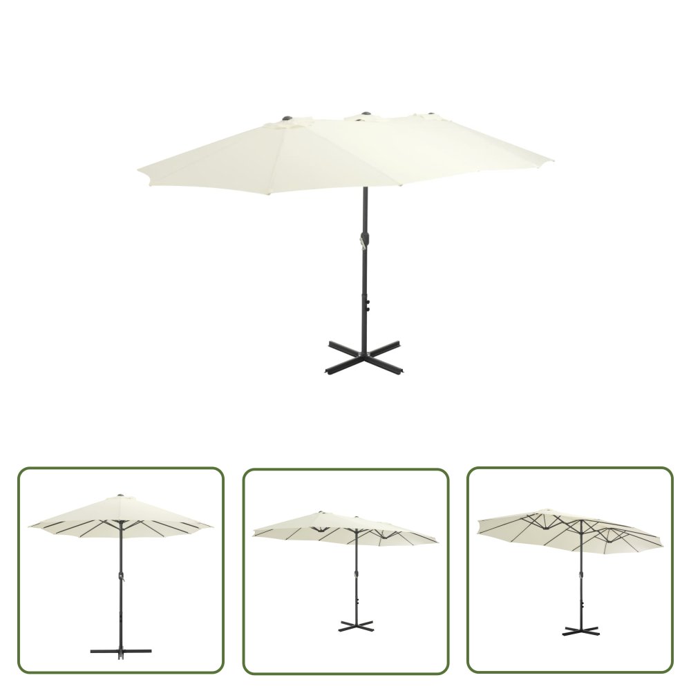 The Living Store Parasol ogrodowy na słupku aluminiowym - 460 x 270 cm - piaskowy - Parasol