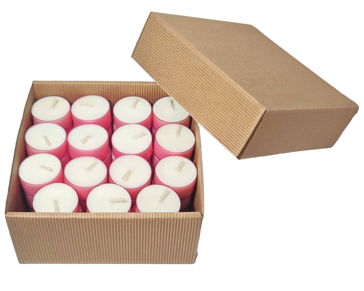 Eko Podgrzewacz Tealight z wosku sojowego, w różowej osłonie - 30 szt