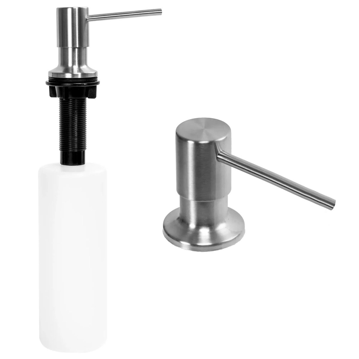 Dozownik Płynu Do Mycia Naczyń w Kuchni Srebrny Szczotkowany Pompka Do Zlewozmywaka Umywalki Kuchennej Pojemnik Dyspenser Zlewu Kuchennego 300ml