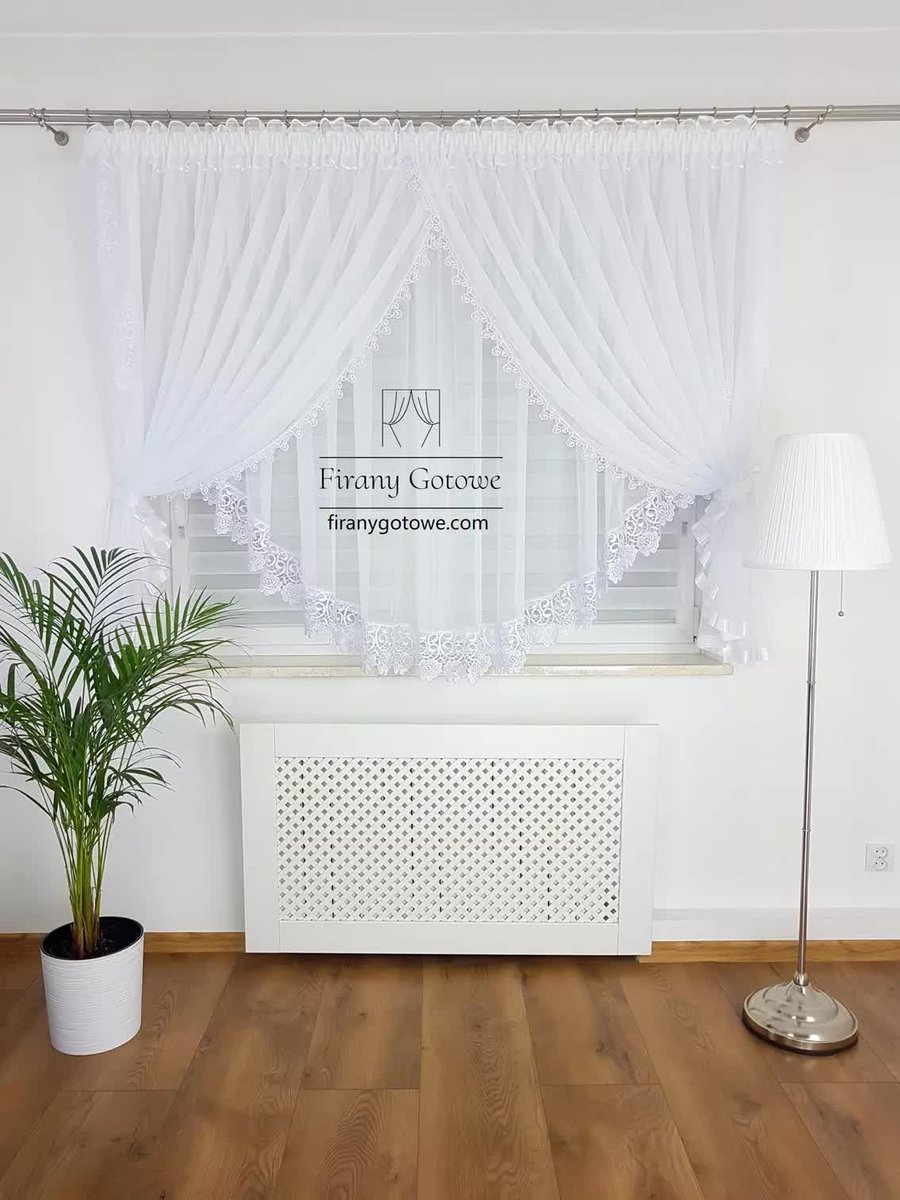 Firanka z gipiurą uszyta z woalu 400x160cm, firany gotowe