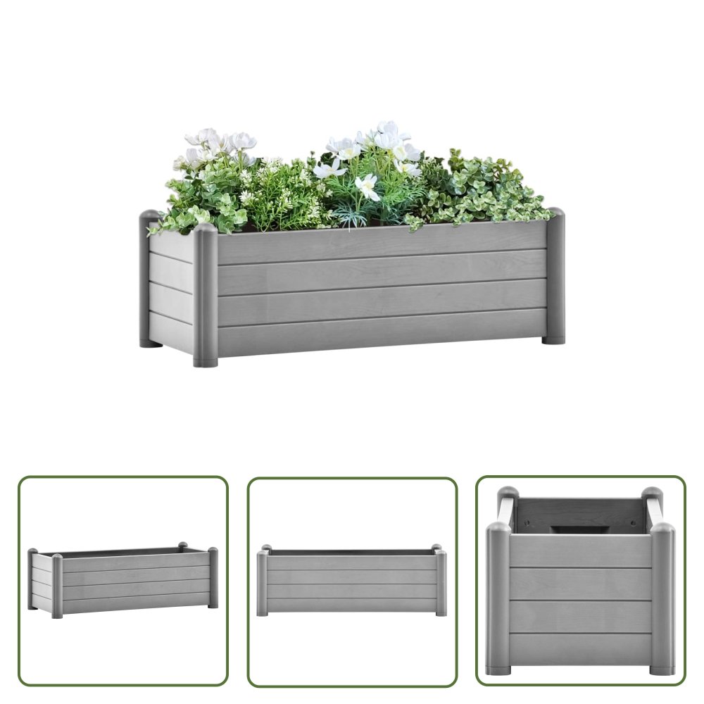 The Living Store Podwyższona donica - PP - kamienna szarość - 100x43x35 cm - Podwyższona Donica