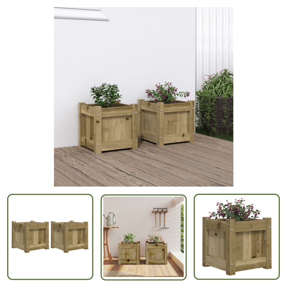 The Living Store Donice ogrodowe - 2 szt. - impregnowane drewno sosnowe - Donica