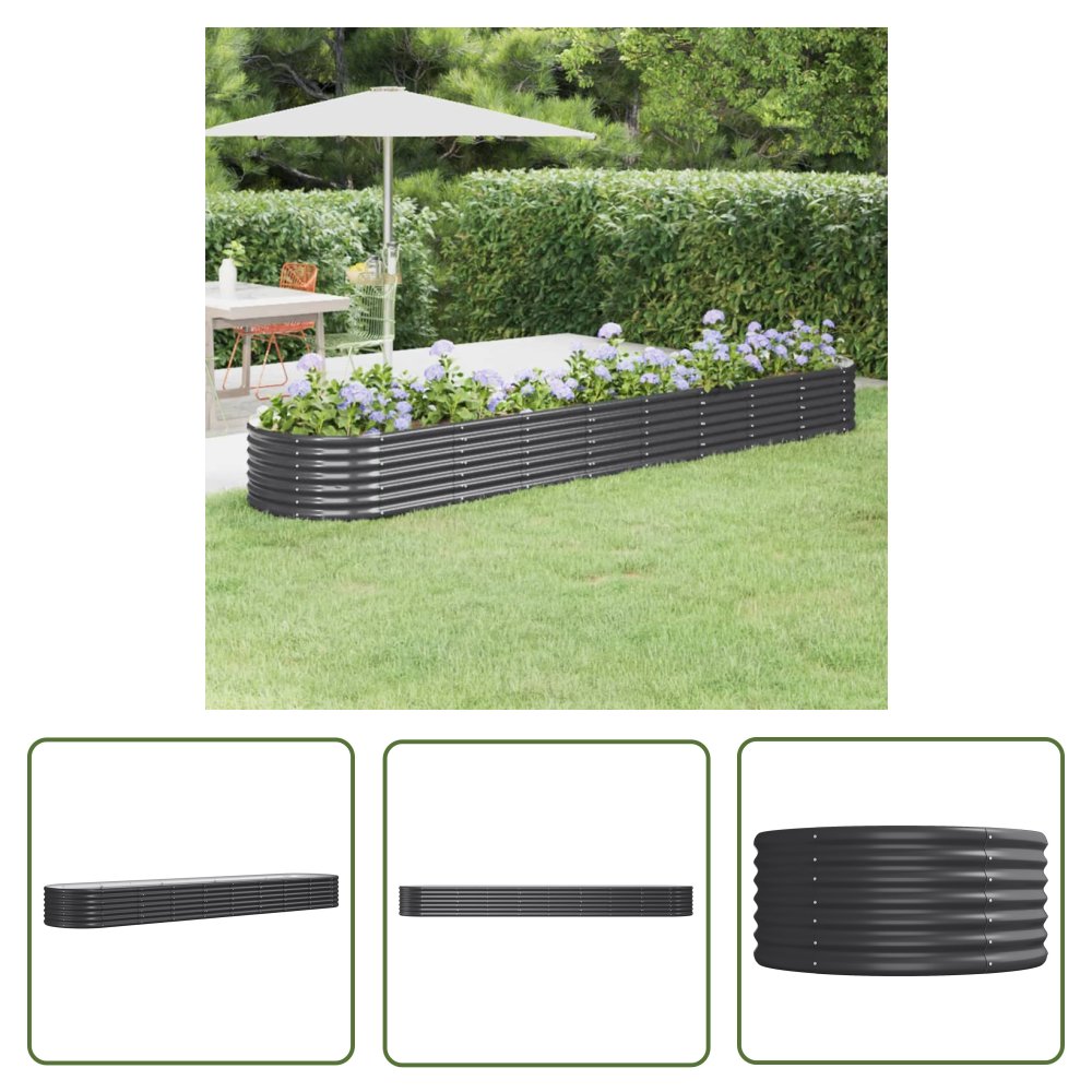 The Living Store Podwyższona donica - stal malowana proszkowo 368x80x36 cm - Podwyższona Donica