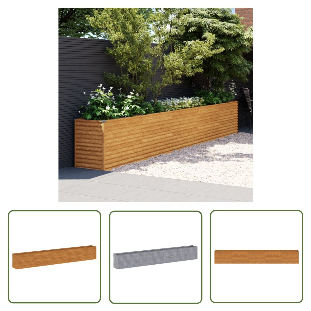 The Living Store Podwyższona donica - 482x50x69 cm - stal kortenowska - Donica Ogrodowa