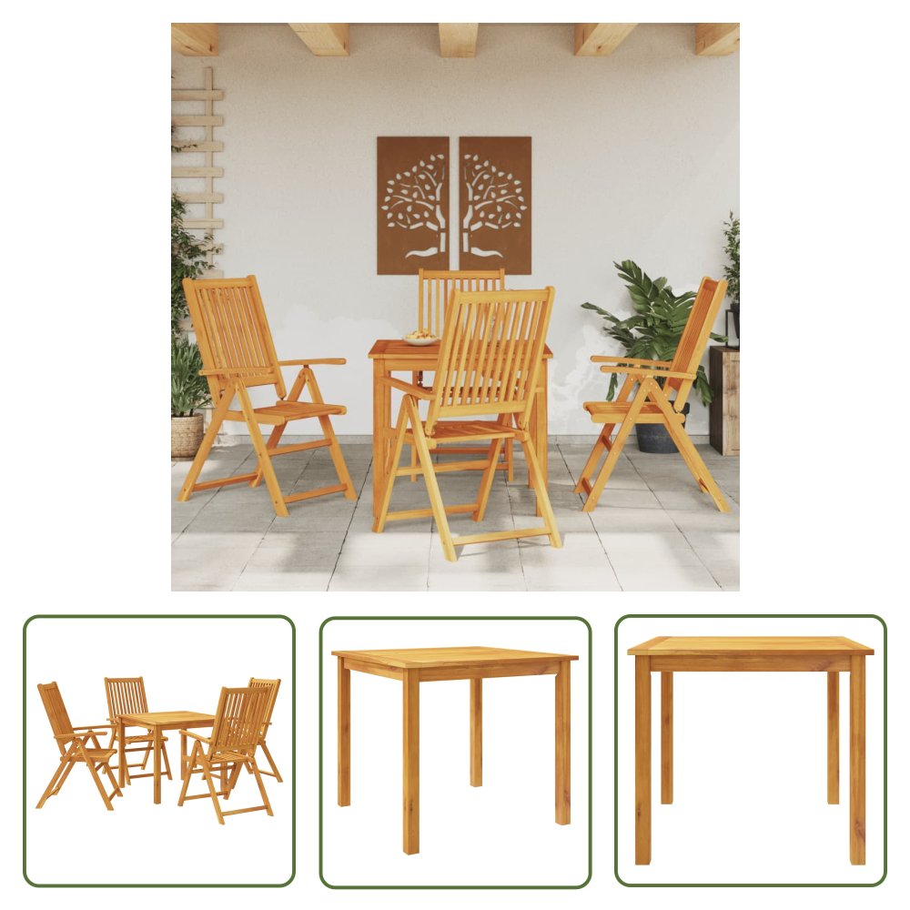 The Living Store 5-cz. zestaw mebli ogrodowych - lite drewno akacjowe - Meble Ogrodowe