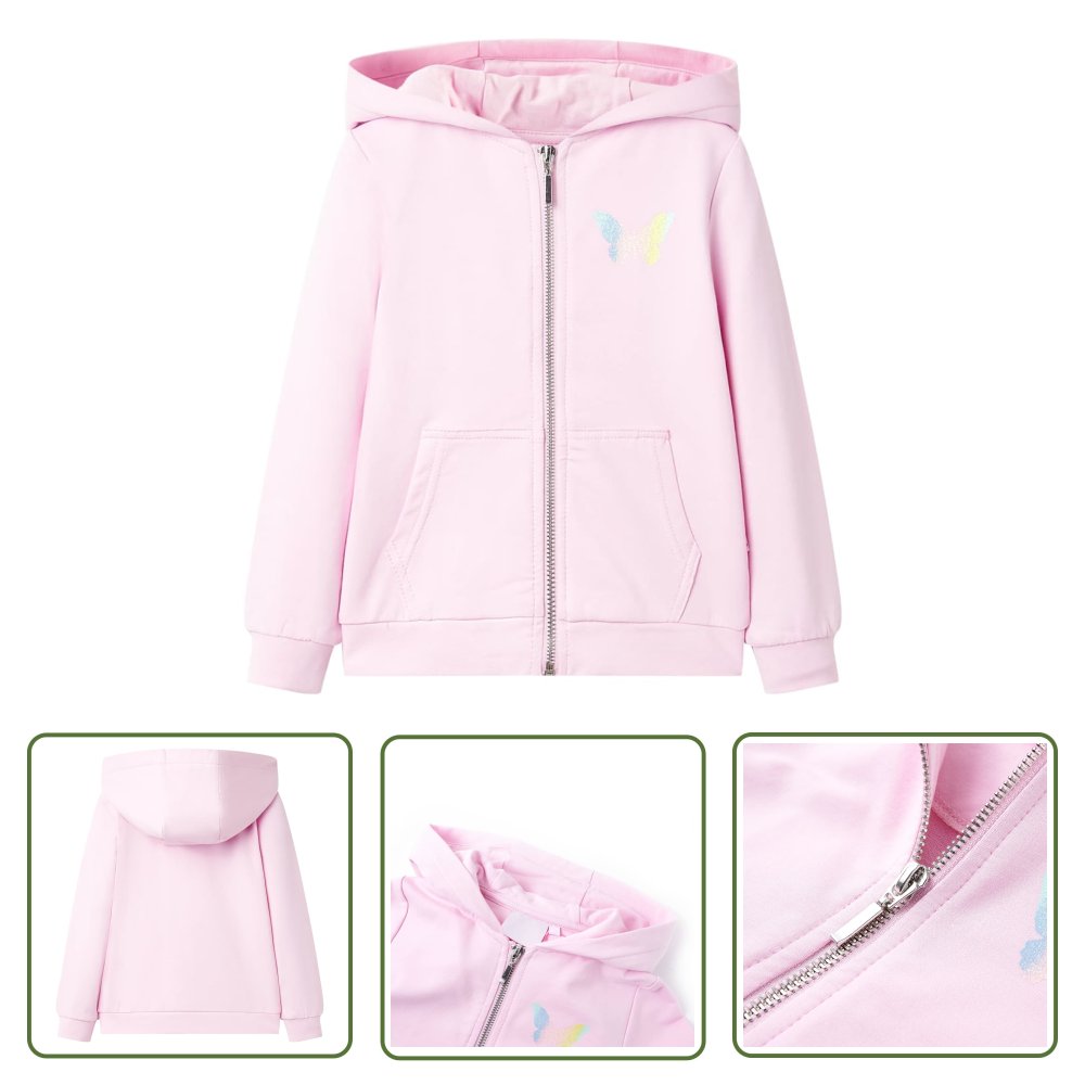 Bluza dziecięca z kapturem - jasnoróżowa - 104 - Bluza Dziecięca
