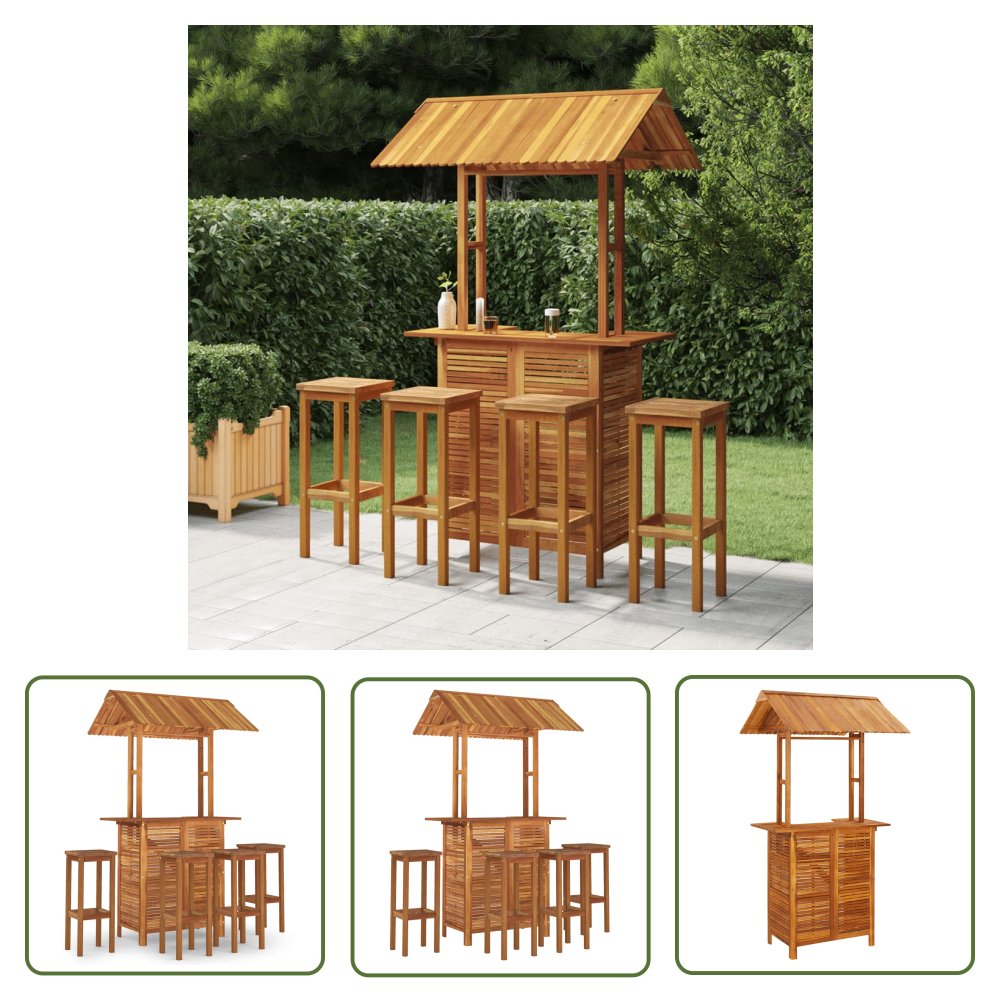 The Living Store 5-cz. zestaw barowych mebli ogrodowych - lite drewno akacjowe - Zestaw Barowy Do Ogrodu