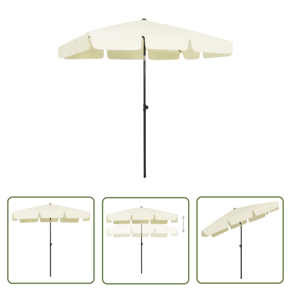 The Living Store Parasol plażowy - piaskowy żółty - 200x125 cm - Parasol Ogrodowy