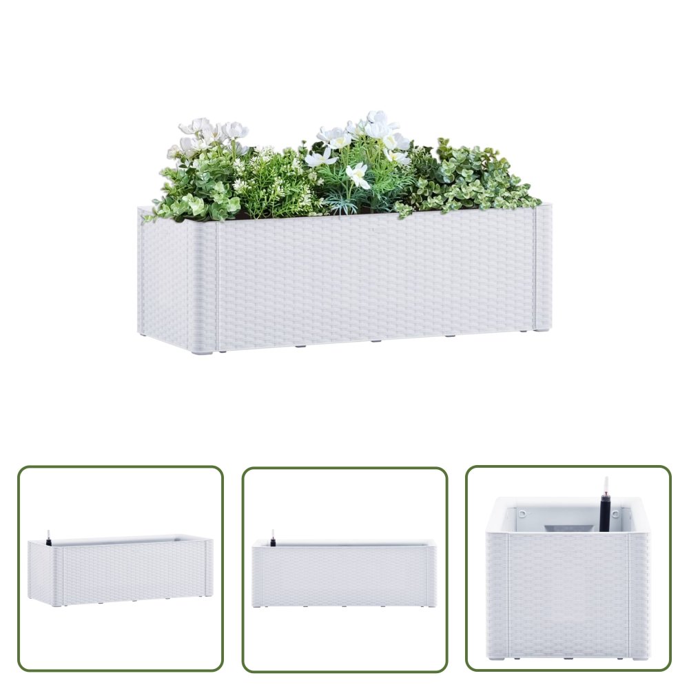 The Living Store Podwyższona donica z systemem podlewania - biała - 100x43x33 cm - Donica