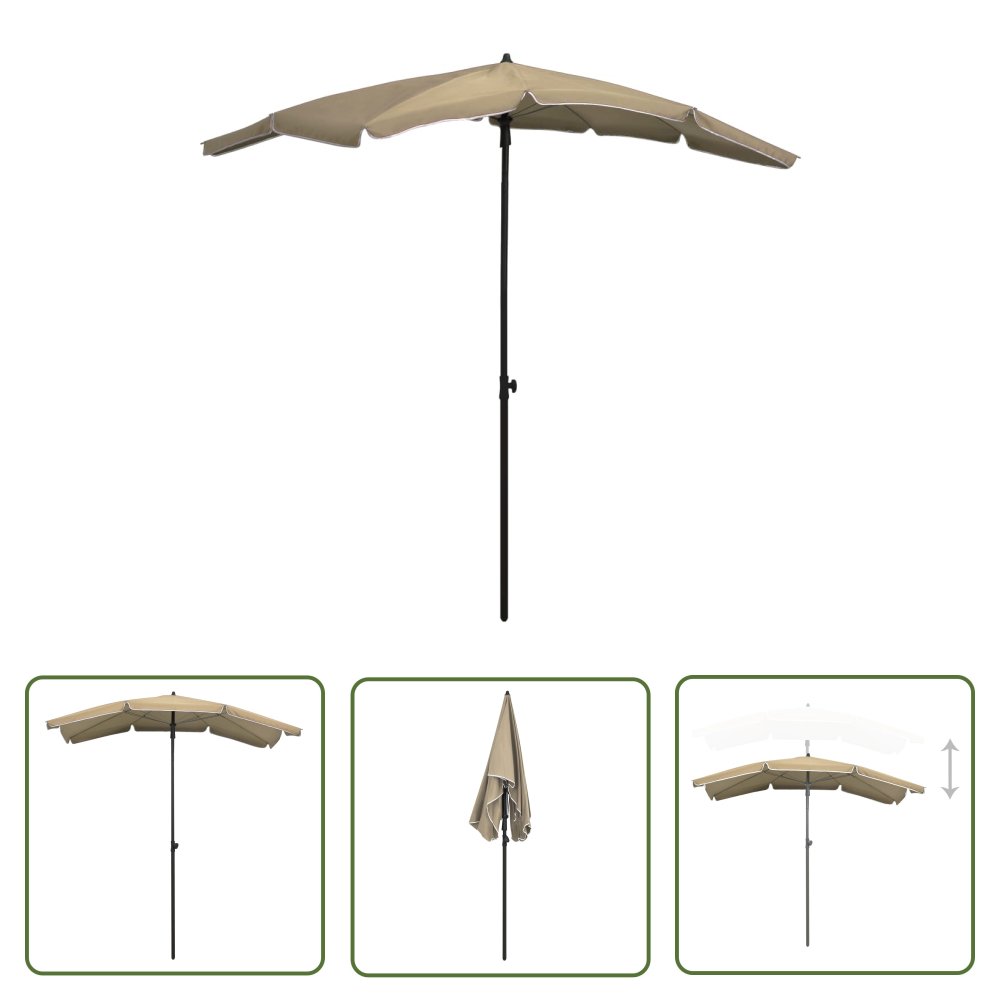 The Living Store Parasol ogrodowy na słupku - 200x130 cm - kolor taupe - Parasol Ogrodowy
