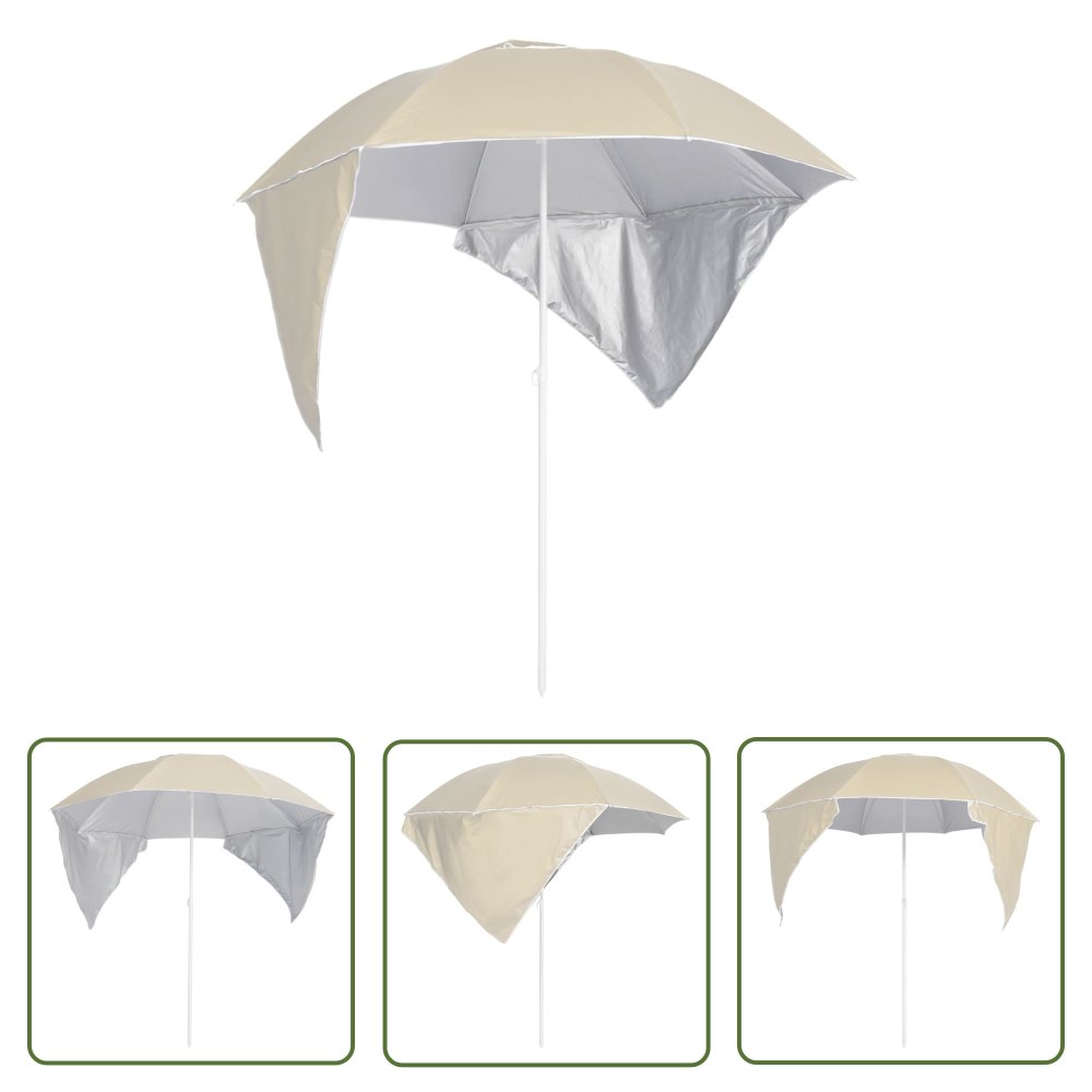 The Living Store Parasol plażowy ze ściankami bocznymi - piaskowy - 215 cm - Parasol Ogrodowy