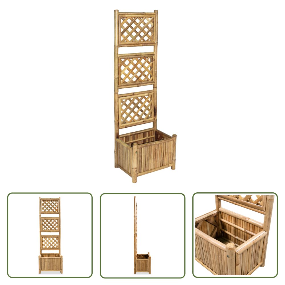 The Living Store Podwyższona donica ogrodowa z kratką - bambus - 40 cm - Podwyższona Donica Ogrodowa
