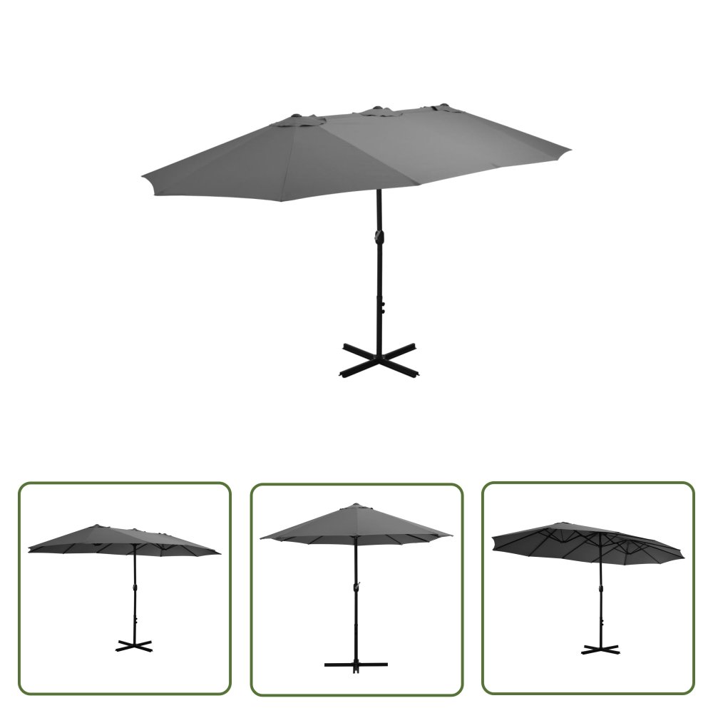 The Living Store Parasol ogrodowy na słupku aluminiowym - 460x270 cm - antracytowy - Parasol