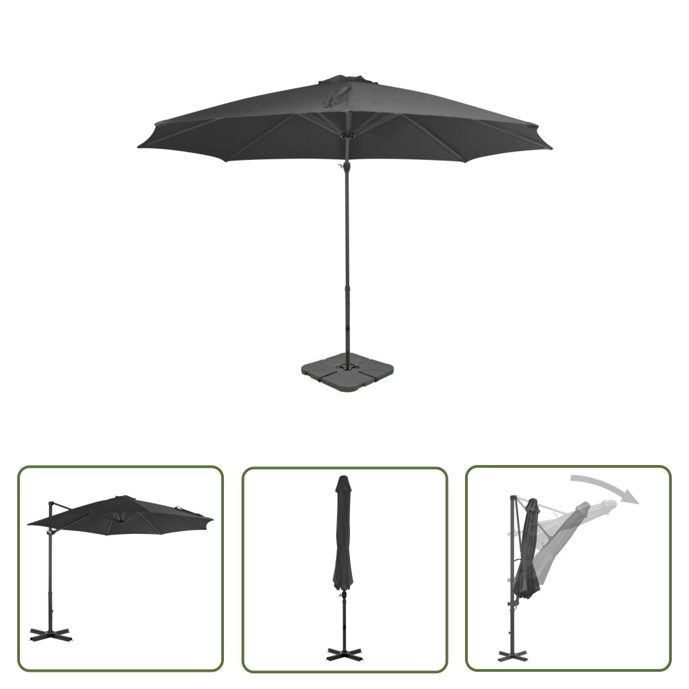 The Living Store Parasol ogrodowy z przenośną podstawą - antracytowy - Parasol Ogrodowy