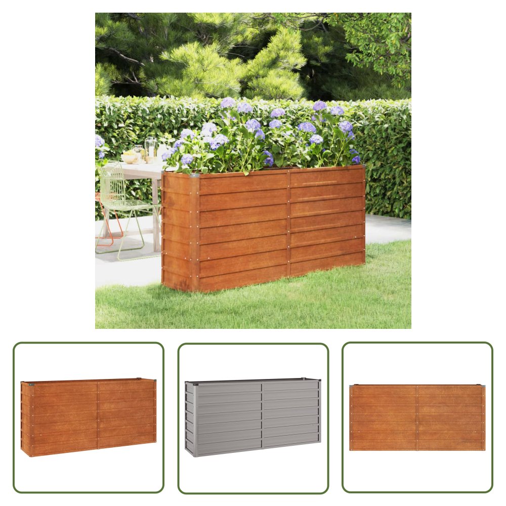 The Living Store Podwyższona donica - rdzawa - 160x40x77 cm - stal kortenowska - Donica Ogrodowa