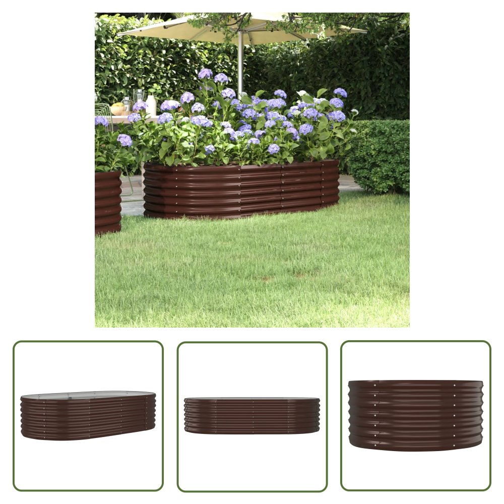 The Living Store Podwyższona donica - malowana proszkowo stal - 152x80x36 cm - brąz - Podwyższona Donica