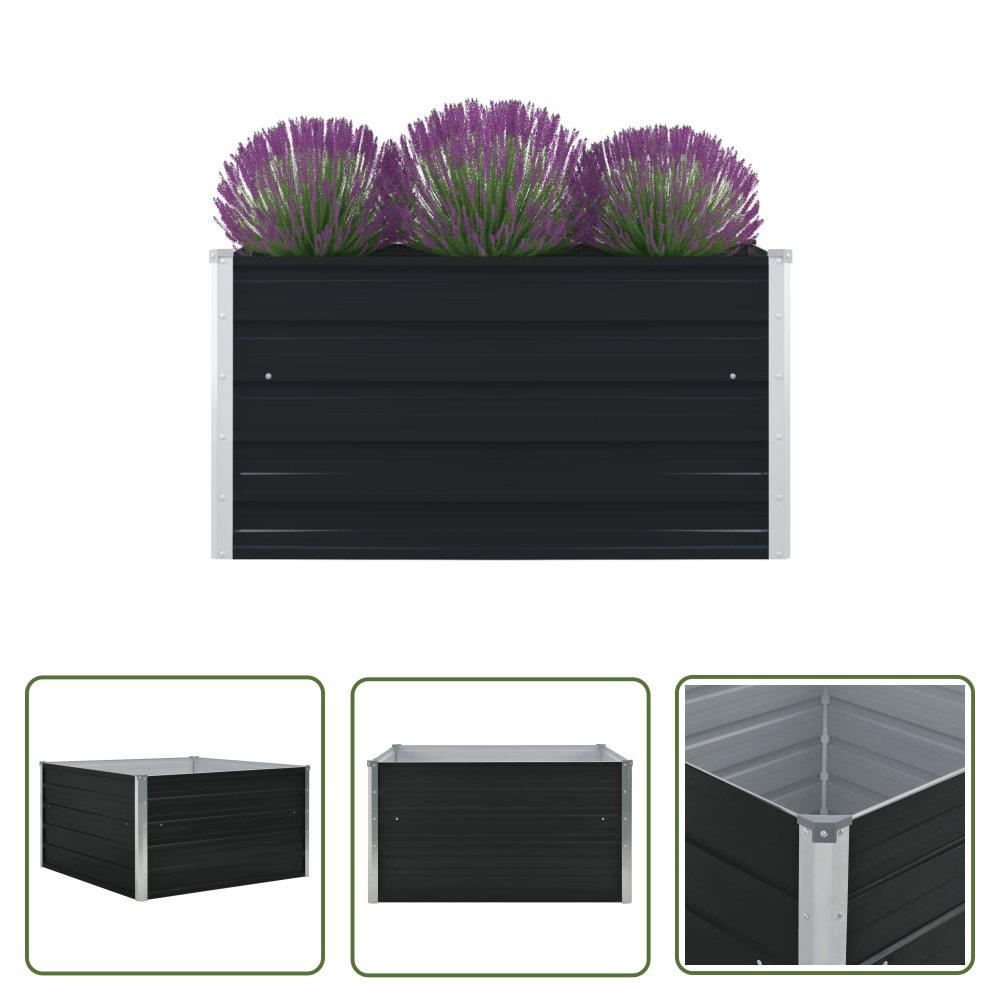 The Living Store Donica do podniesionej rabaty - 100x100x45 cm - stal - antracytowa - Skrzynia Do Podniesionej Grządki