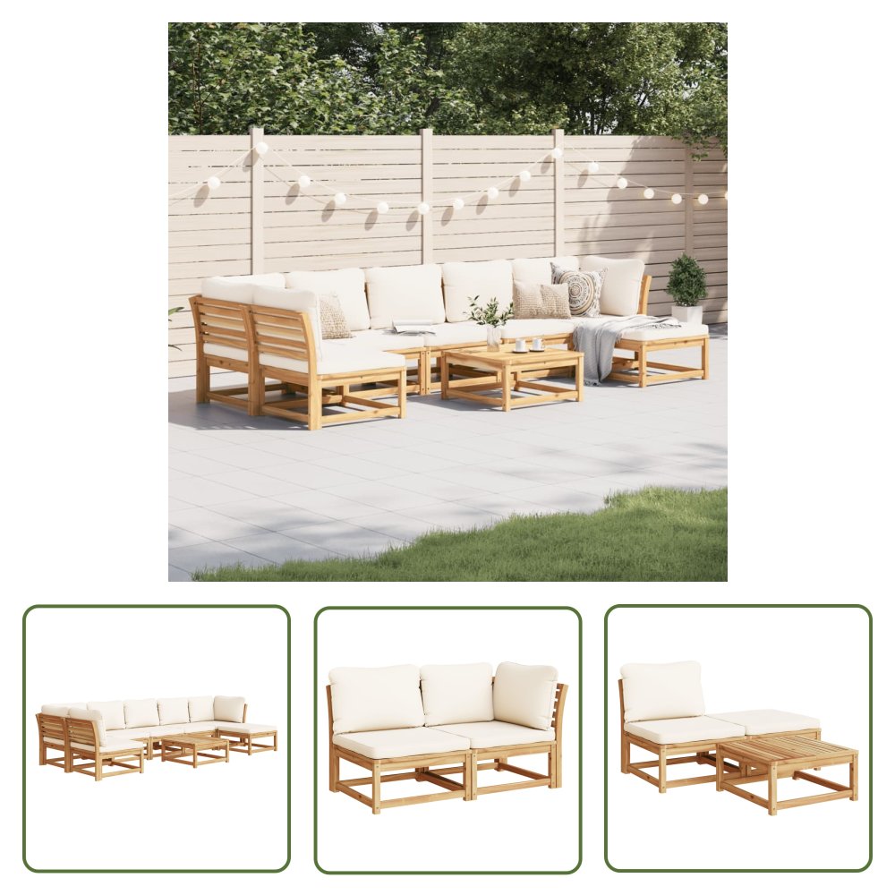 The Living Store 8-cz. zestaw wypoczynkowy do ogrodu - z poduszkami - akacja - Zestaw Wypoczynkowy Do Ogrodu